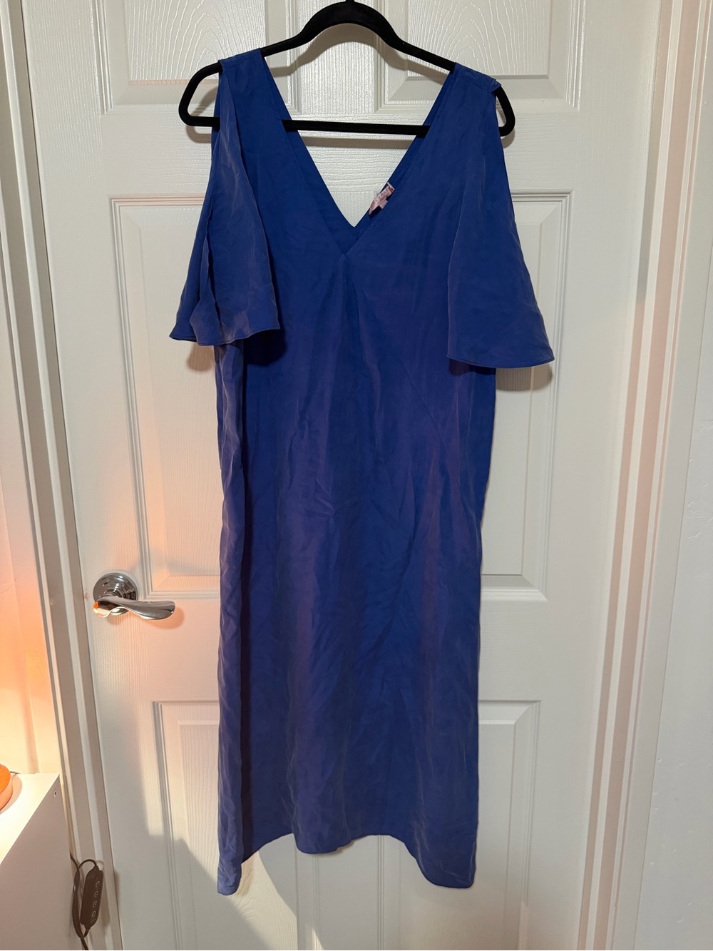 Calypso St. Barth Royal Blue V-Neck Cold-Shoulder Midi Dress